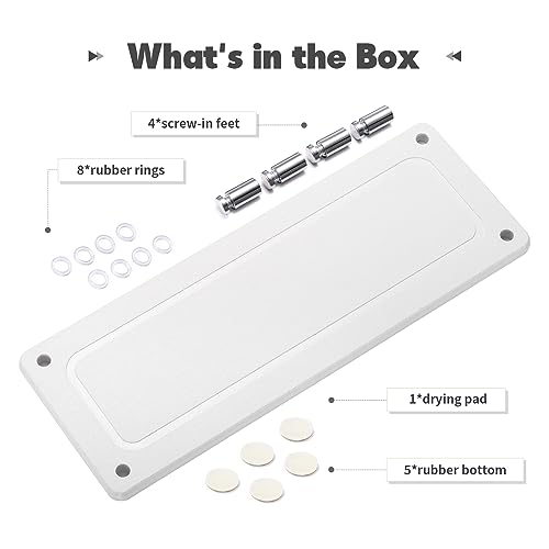 Kitchen Sink Caddy Water Absorbing Stone Tray For Sink, Diatomite Bathroom Countertop Tray Organizer, Faucet Stone Drying Mat Coaster Soap Dish Sponge Dispenser Holder (White) - color: White