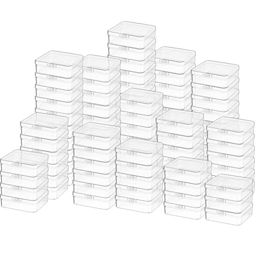 SATINIOR 100 Pcs Clear Plastic Beads Storage Containers Box Small Clear Boxes with Hinged Lid Plastic Case Mini Square Arts Crafts Storage Organizers for Small Items(3.3 x 3.3 x 1.1 Inch) - size: 3.3 X 3.3 X 1.1 Inch