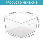 Vtopmart 4 Pack Extra Large Clear Plastic Storage Bins,11x11 Cube Acrylic Organizer Square Containers with Handle for Pantry,Closet,LaundryRoom,Kitchen,Bathroom,UnderSink Organization
