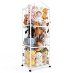 NomNest Stuffed Animal Storage Zoo, Large Carbon Steel Plushies Organizer, Heavy Duty Metal Teddy Bear Toy Holder with Wheels for Kids' Bedroom & Playroom & Nursery (Wheeled, White) - color: Wheeled, White