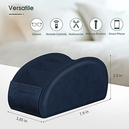 Large Remote Control Holder with 5 Compartments, KENOBEE Anti-slip Desktop Caddy Storage Organizer for Phone, Remote Controllers, Office Supplies, Makeup Brush, Media Accessories,Blue - color: Blue, size: Large