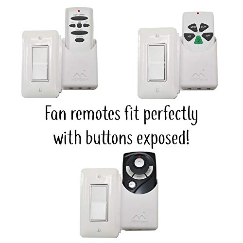 The No-Screwups Remote Control Holder by Mount Genie (White): Wall Mount with No Damaging Screws or Tape. Installs in Seconds on Any Light Switch. Great for TV, Ceiling Fan and Roku Remotes. - color: White