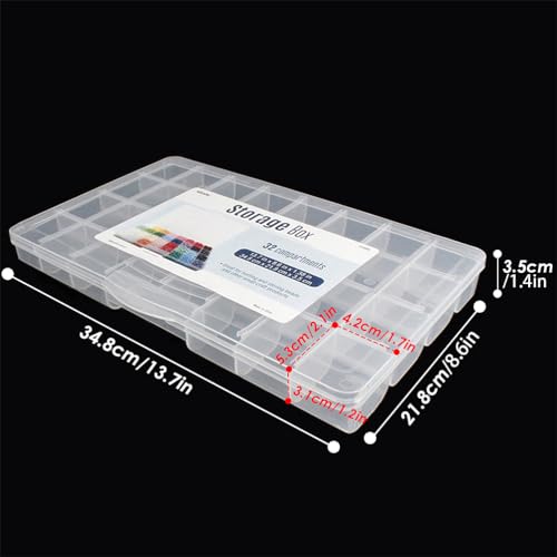 32 Grids Clear Plastic Organizer Box, Craft Storage Container for Beads Organizer, Art DIY, Crafts Jewelry Storage, Fishing Tackles, Rock Collection, 1 Pack - color: 1 Pack
