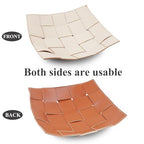 PU Leather Valet Tray for Men, Key Bowl for Entryway Table, Bedside Nightstand Desk Catchall Storage Organizer Tray, EDC Dump Tray for Wallet, Keys, Coin, Jewelry(1-Beige Brown)