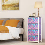YITAHOME Dresser with 4 Drawers - Storage Tower Unit, Dresser for Living Room, Closets - Sturdy Steel Frame, Wooden Top & Easy Pull Fabric Bins, Purple - color: Purple, style: 4-Drawer