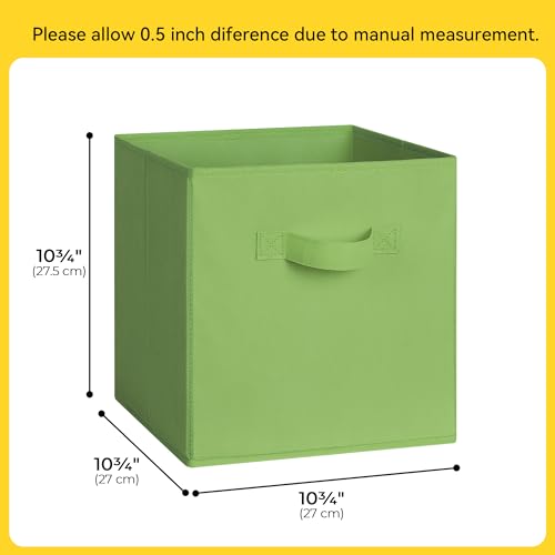 Cupic Cupid 11 Inch Storage Cube, Fabric Cube Storage Bin with Handles, Storage Cube Organizer for Clothes and Toys, Collapsible Cube Bins for Closet, Shelves, Nursery, 6-Pack, Green - color: Green, size: 11 Inch