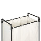 028-28003 Modern Industrial Style 3 Section Laundry Sorter, 33.24” W x 17.10” D x 30.50”H, Satin Pewter