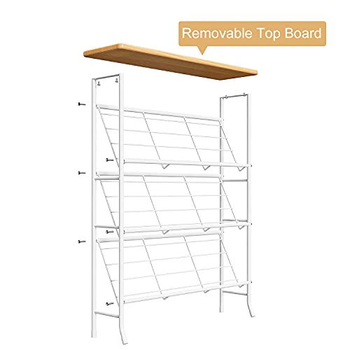 JZM Shoe Rack Storage, Narrow 4 Tier Metal Shoe Storage Shelf, Free Standing Shoe Racks, Space Saving Shoe Rack Organizer for Entryway, Hallway, Bedroom, Living Room(12-16 Pair) - color: White