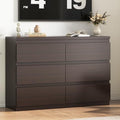 Jocoevol Modern 6 Drawer Dresser - Simply Chest of Drawers for Bedroom, Closet, Living Room, Hallway, Entryway, Wood Storage Double Dresser with Smooth Metal Rails - Retro Brown - color: Retro Brown
