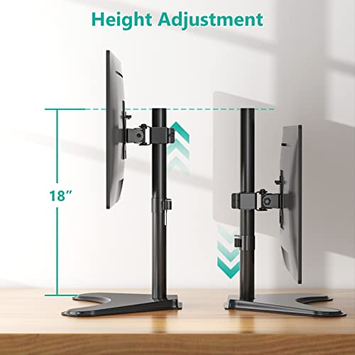 WALI Single Monitor Stand up to 32 Inch Screens, Freestanding Single Monitors Arm Desk Mount, Universal VESA Monitor Mount 75x75/100x100mm, Adjustable Height and Angle (MF001), Black - size: Single, style: Free-Standing