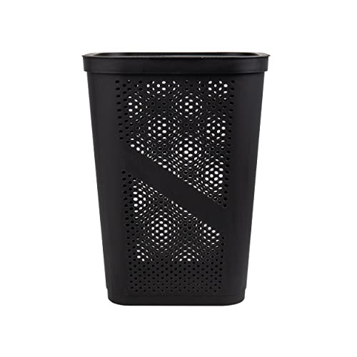 Mind Reader 60L Slim Laundry Hamper, Clothes Basket, Lid, Ventilated, Plastic, Set of 2, Black - color: Black, size: 2-Pack