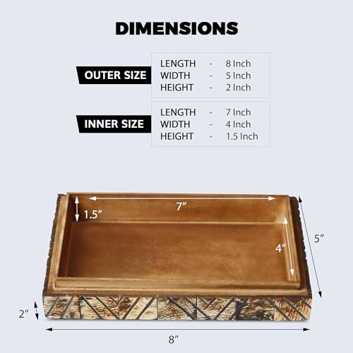 Handicrafts Home Decorative Keepsake Box 8x5 – Small Organizer Box with Lid, Boho Decorative Storage, Retro Memory Box, Unique Coffee Table Décor, Jewelry or Trinket Box, Modern Shelf Decorative Box - color: KEPT-PARADOX, size: 8x5x2 Inches