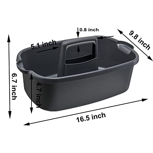 Large Plastic Cleaning Supply Caddy with Handle, Portable Cleaning Tool Storage Tote for Dorm, Bath, Pantry (Dark Grey) - color: Dark Grey