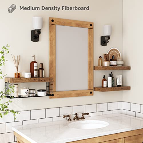 QEEIG Bathroom Shelves Over Toilet - Wall Mounted Floating Shelves Toilet Paper Storage Small Farmhouse Decor Shelf 16 inch Set of 3, Rustic Brown (019-BN3) - color: A. Brown, size: 3pcs
