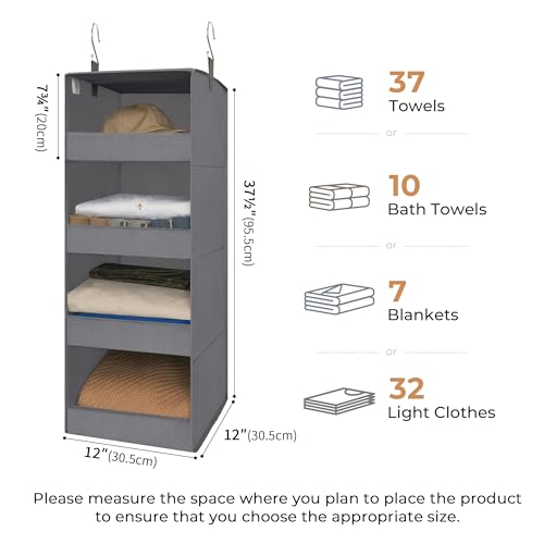 GRANNY SAYS 4-Shelf Hanging Organizer, Closet Hanging Shelves, Closet Hanging Storage Organizers, Organization for Bedroom, Living Room, Baby Nursery, Camper Accessories, Gray, 2-Pack - color: 4-shelf Ash Gray, size: 2-Pack