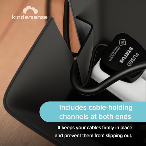 KinderSense® Cable Management Box - Cord Organizer with Child Proof Lock - Cord Hider to Conceal Wires,Power Strips from TV,Computer,Desk and Babies - 12 X 5.25 x 5.25 (Black)