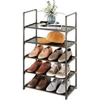 5-Tier Stackable Shoe Rack, Narrow Shoe Stand for 10-12 Pairs Shoe and Boots Organizer Storage Shelf Space Saving for Closet, Entryway and Hallway(Black) - size: 5-Tier(Black)