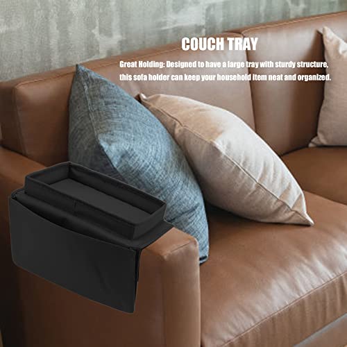 Couch Sofa Armrest Organiser Arm Chair Caddy Bedside Storage Pocket,600D Oxford Cloth Side Pockets Sofa Arm Table Armrest Tray TV Remote Holder Bed Storage Pocket (Black) - color: Black