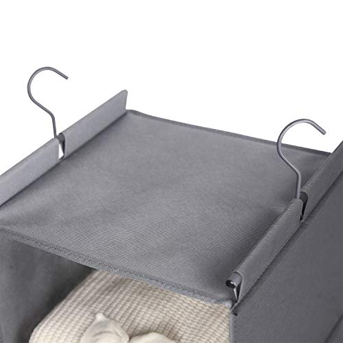 MAX Houser 4-Shelf Hanging Closet Organizer, Space Saver, Cloth Hanging Shelves with 2 Side Pockets, Foldable (Grey) - color: Grey-2