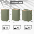 BALEINE Laundry Hamper with Lid, Tall Laundry Baskets with Bamboo Pull Handles, Large Laundry Bin with Internal Support (36 Gal/140L, Green) - color: Green, size: 140 liters