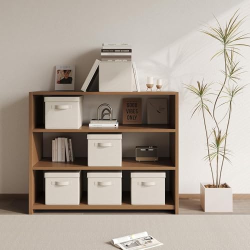 Large Collapsible Fabric Storage Bins with Lids (2-Pack) - 17.5x12x11.5 Inch Cotton Linen Organizers, Foldable Closet & Bedroom Storage Baskets with Handles, Off-White - size: XL
