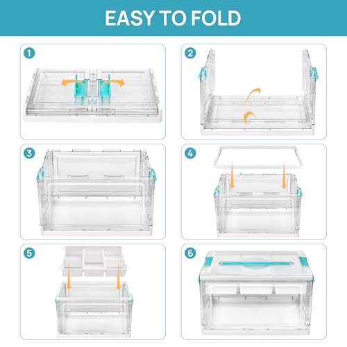 Vtopmart 24 QT Clear Plastic Craft Organizers and Storage Box with Removable Trays and Dividers,Art Supply Organizers and Storage,Ideal Containers for coloring Books,Craft Supplies,1 Pack