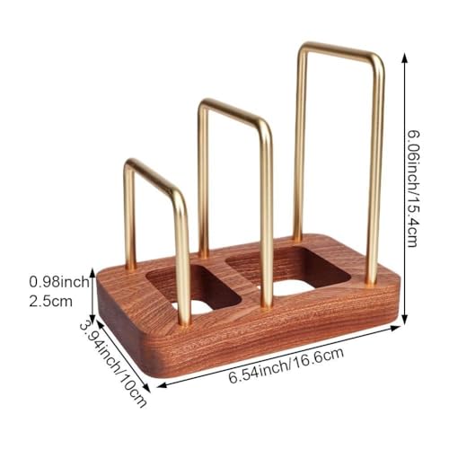 Chopping Board Rack with Wood Base Multi Layer Lid Holder Baking Pan Storage Organiser Cabinet Accessory for Home Kitchen - size: 16.6*10*15.4cm