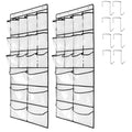 2 Pack Extra Large Hanging Crystal Clear Over Door Shoe Organizers, Closet Shoe Rack Organizer, 12+6 Pockets, 8 Hooks, White (59" x 21.6") - color: WH&TR