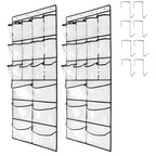 2 Pack Extra Large Hanging Crystal Clear Over Door Shoe Organizers, Closet Shoe Rack Organizer, 12+6 Pockets, 8 Hooks, White (59" x 21.6") - color: WH&TR