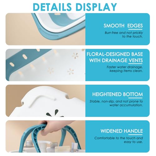 Fammart Portable Shower Caddy Tote – Collapsible Plastic Basket with Handles, Foldable Storage Organizer for Bathroom, Kitchen, College Dorm, Gym, Travel & Camping, Blue - color: Collapsible - Blue