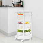 Multi-Layer Kitchen Storage Basket 3Tier Rotating Vegetable Organizer Cart with Casters Detachable Rolling Living Room Standing Rack with Shelve for Lliving rooms, Kitchens,Bathrooms,14.3*23.6in White - size: 3Tier-White