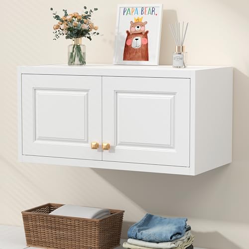 UNICOLY 15" Wall Mounted Storage Cabinet, Small Armoire Wardrobe Closet, Small Hanging Cabinet for Bedroom School, Employee, Gym, Armarios De Ropa para Dormitorio, Assembly Required, White - color: White, size: 15"H-Square J