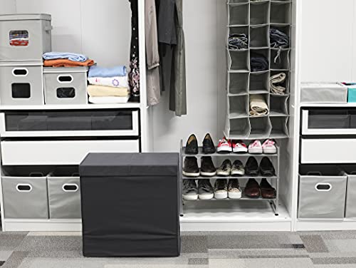 Simple Houseware Double Laundry Hamper with Lid and Removable Laundry Bags, Dark Grey - color: Dark Grey
