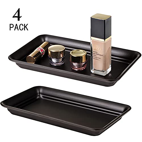 Vintage Farmhouse Decor Metal Vanity Tray (4 Pack), Countertop Guest Hand Towel Paper Storage Organizer Tray Dispenser, Sturdy Holder for Perfume,Cosmetics, Jewelry, Makeup Bathroom Organizer (Bronze) - color: Bronze, size: 4 Pack (9.9" x 5.9" x 1.1")