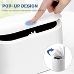 LTWQLing Mini Trash Can with Lid - Removable Small Garbage Can, Tiny Plastic Trash Bin, Pop Up Countertop Wastebasket, Counter Garbage Lint Bin for Bathroom,Office,Kitchen,Desk,Coffee Table(White) - color: White