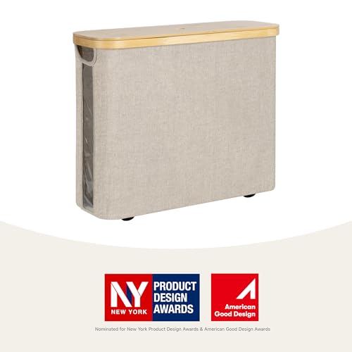 StorageWorks Toilet Paper Storage with Bamboo Lid, Toilet Paper Holder Basket for Up to 9 Mega or 12 Regular Size Rolls, Medium Paper Storage Baskets for Bathroom, Light Khaki, 1 Pack - color: Light Khaki, size: Medium