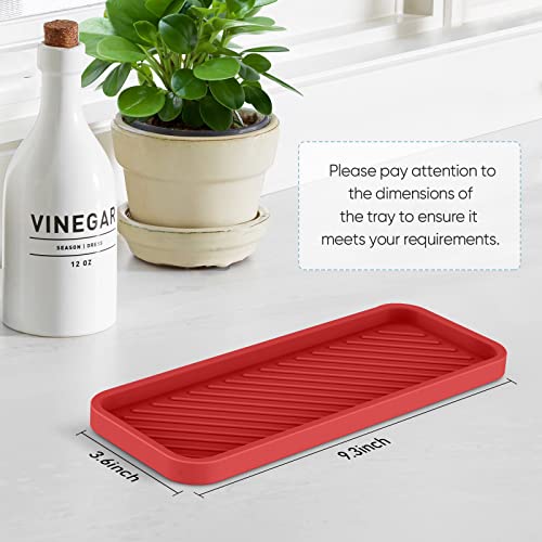 EG-SIPRO Kitchen Sink Organizer Tray,Sponge Holder for Kitchen Sink Bathroom Counter Tray Sponge Caddy Silicone Soap Holder for Soap dispenser, Bottle, Dishwashing Accessories(2-pack) - color: Rere, size: 9×3.7inch