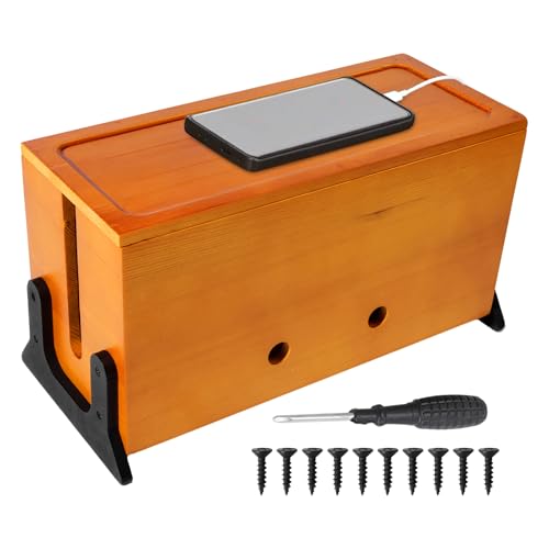 Wooden Cable Management Box,Cord Hider Box,Power Strip Cord Organizer Box for Office,Living Room,Bedroom,Magnetic Lid Design,Cable Organizer for Desk, TV Wires Cable Storage,Wire Management