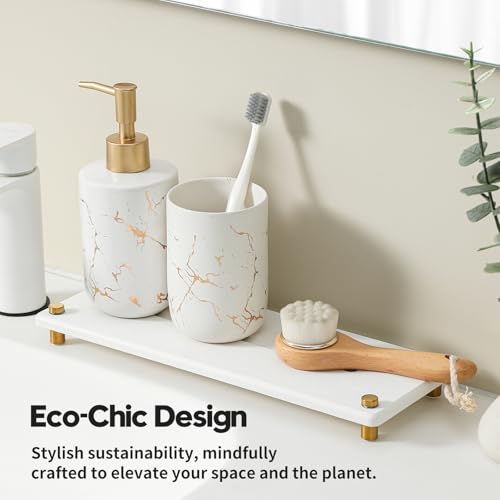 White Gold Dish Drying Rack Tray, Water Absorbing Stone Sink Caddy Kitchen Sink Organizer, Diatomite Bathroom Counter Faucet Mat Coaster, Soap Riser Dispenser Sponge Holder, White 12.5" x 4.5" - color: White - Gold, size: 12.5" x 4.5" x 1"