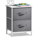 Sorbus Nightstand with 2 Drawers - Bedside Furniture End Table Night Stand with Steel Frame, Wood Top & Easy Pull Fabric Bins - Small Dresser & Chest for Home, Bedroom Accessories & Office - color: White, style: 2 Drawer