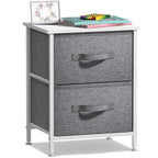 Sorbus Nightstand with 2 Drawers - Bedside Furniture End Table Night Stand with Steel Frame, Wood Top & Easy Pull Fabric Bins - Small Dresser & Chest for Home, Bedroom Accessories & Office - color: White, style: 2 Drawer