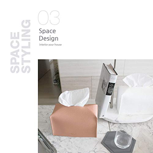 Carrotez Tissue Box Cover, [Refined] Modern PU Leather Rectangular Tissue Box Holder - Decorative Holder/Organizer for Bathroom Vanity Countertop, Night Stands, Office Desk 9.5"X5"X5" - Peach Pink - color: Peach Pink, size: [Rectangular]