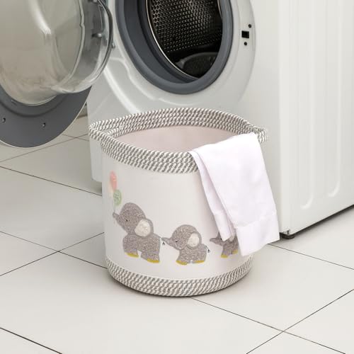 Baby Toy Basket Laundry Hamper Blanket Baskets Cute Elephant Nursery Storage Basket, Woven Cotton Rope Nursery Organization Bins For Girls Boys Kids Baby Shower Gifts Baskets