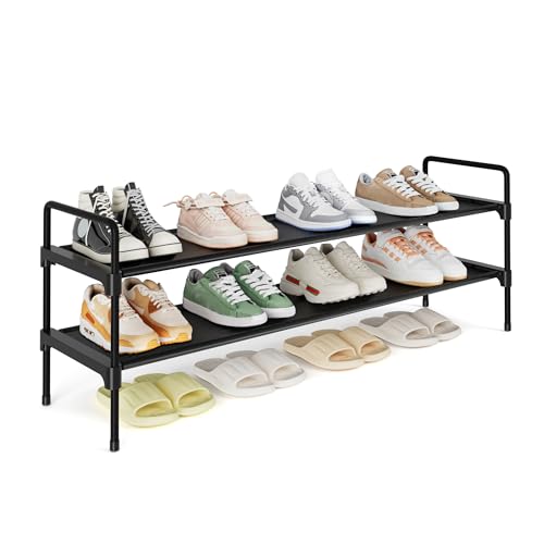 Kitsure Shoe Rack for Closet, Shoe Organizer for Front Door Entrance, Stackable Shoe Shelf, Detachable Closet Organizers and Storage, 36.1" Wide - 2 Tiers, Black - color: Black, size: 36.1" Wide - 2 Tiers