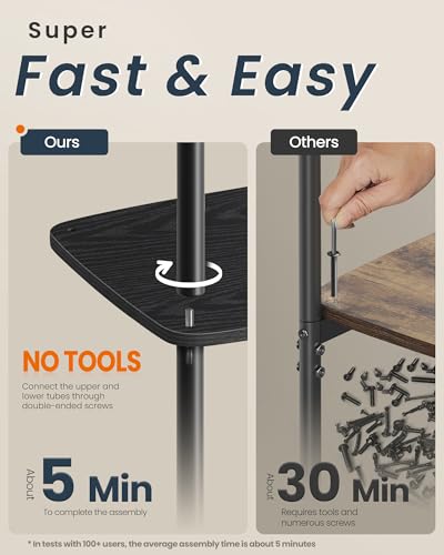 SONGMICS Home Side Table, 3-Tier Nightstand with Storage, End Table with Fabric Basket, for Bedroom, Living Room, Steel Frame, Superfast Toolless Assembly, Modern, Ebony Black ULET286B01 - color: Ebony Black, size: 1 pack