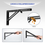 Ravinte 2 Pack 24 Inch Folding Shelf Brackets – Matte Black, Heavy Duty Collapsible Brackets for Tables and Benches – Space-Saving Design - size: 24 Inch