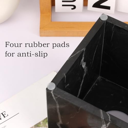 Natural Marble Square Tissue Box Cover ,Stone Modern Decorative Sturdy Napkin Box Holder Case,Facial Paper Organizer for Bathroom Vanity Toilet Countertop,Kitchen (1, Black Marquina, 5.71*5.71*5.51) - color: Black Marquina