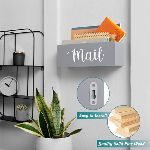 DRASTAR Mail Organizer Countertop, Mail Holder Wall Mount, Mail Sorter Organizer for Desk, Envelope Holder for Home Office (Gray, 2 Slots) - color: Gray, size: 2 Slots