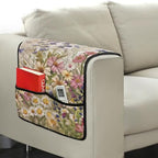 Butterfly Daisy Lavender Print Couch Arm Covers Dust Proof Recliner Armrest Organizer Polyester Sofa Arm Covers with 2 Side Storage Pocket for Magazine, Remote, Phone, Books - color: Butterfly Daisy Lavender