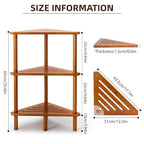 Yoshiky 3-Tier Free Standing Corner Shower Caddy, Bamboo Wood Bathroom Shower Shelf Table for Inside Shower Organizer & Storage Foot Rest Shower Stool